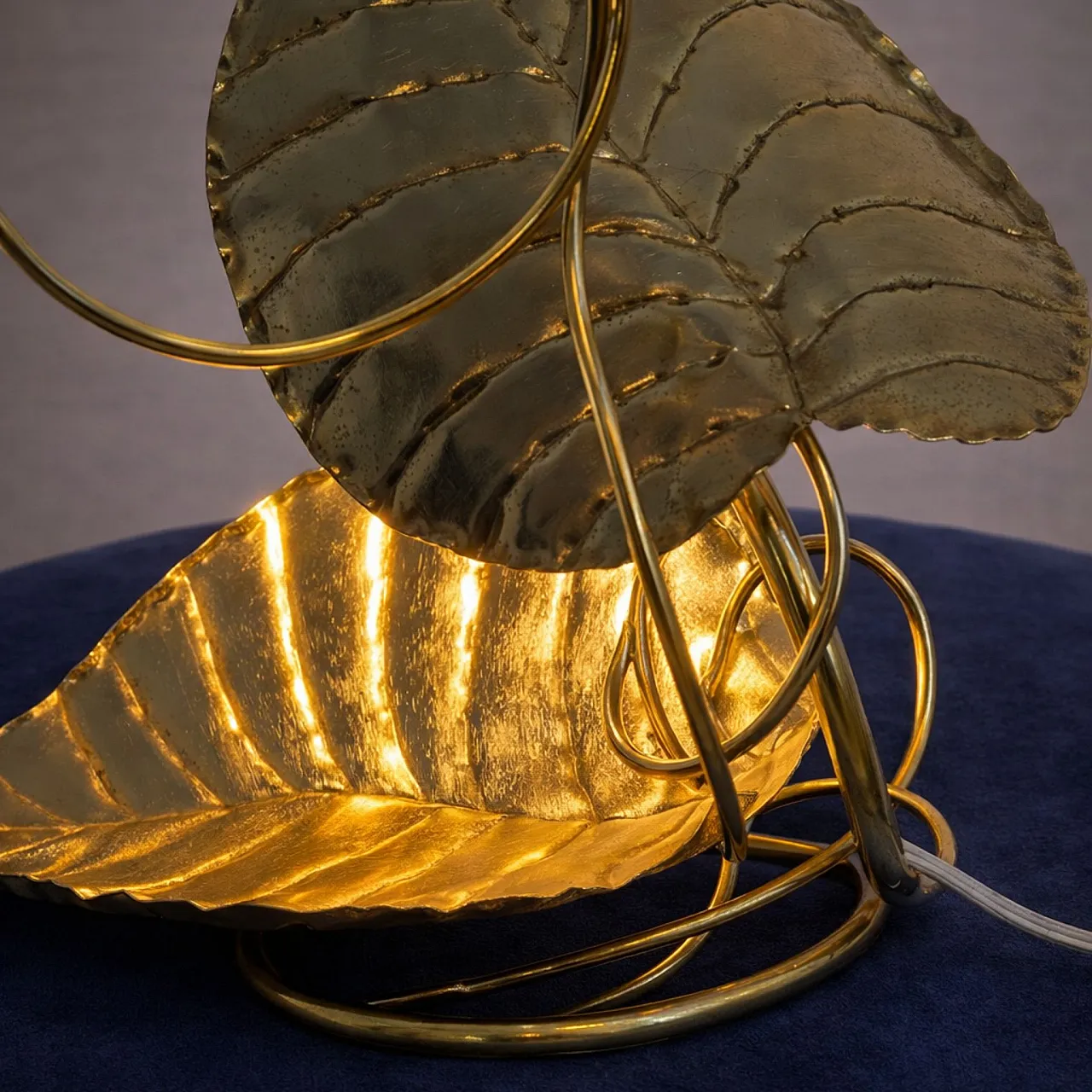 Lampada in ottone stile Tommaso Barbi, anni 70 3