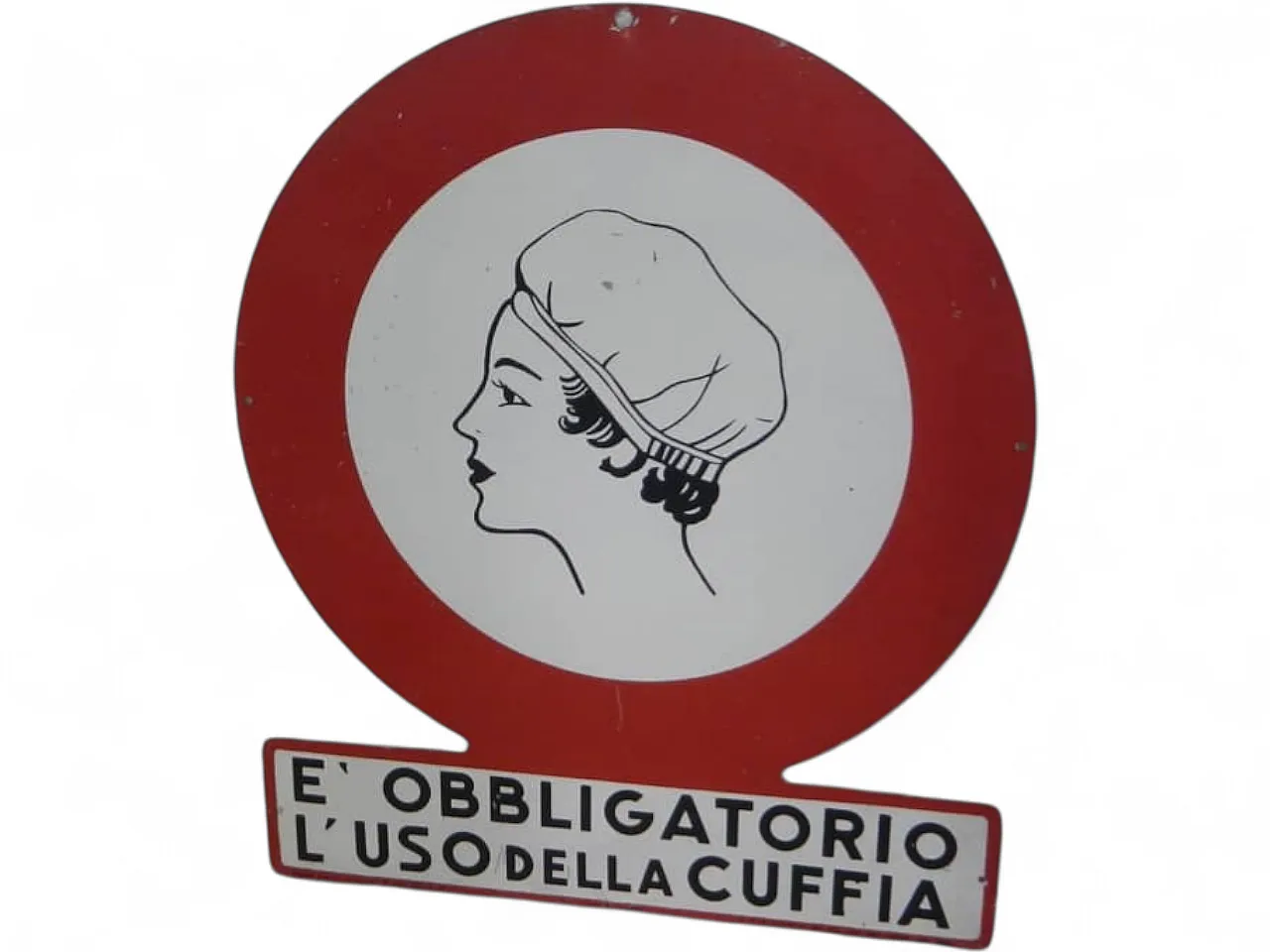 Insegna Obbligo uso della cuffia 1950 10