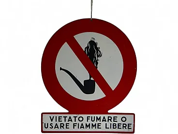 Cartello Divieto di usare fiamme libere 1950