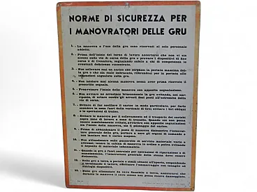 Cartello norme di sicurezza industria tessile 1960