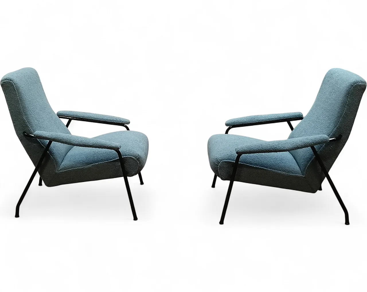 Pair of light blue armchairs, 1950s 21