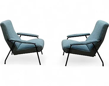 Pair of light blue armchairs, 1950s