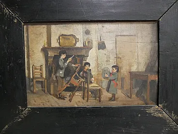 Fanciulli che giocano di Albano Lugli pittore emiliano, '800