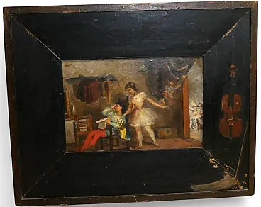 Fanciulli alla prova di recita di Albano Lugli pittore emiliano, '800