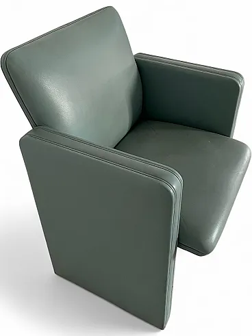 6 Executive Armchairs THF 96 by Poltrona Frau light blue leather, 90s