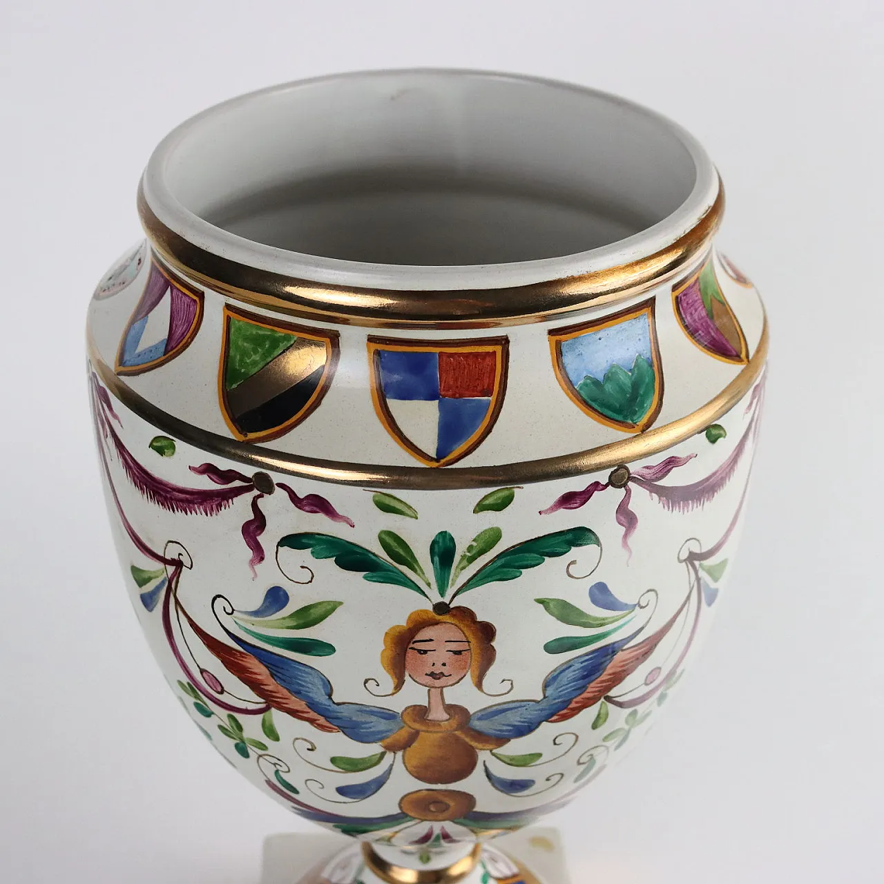 Potiche in ceramica decorata a grottesche di Batignani, anni '50 5