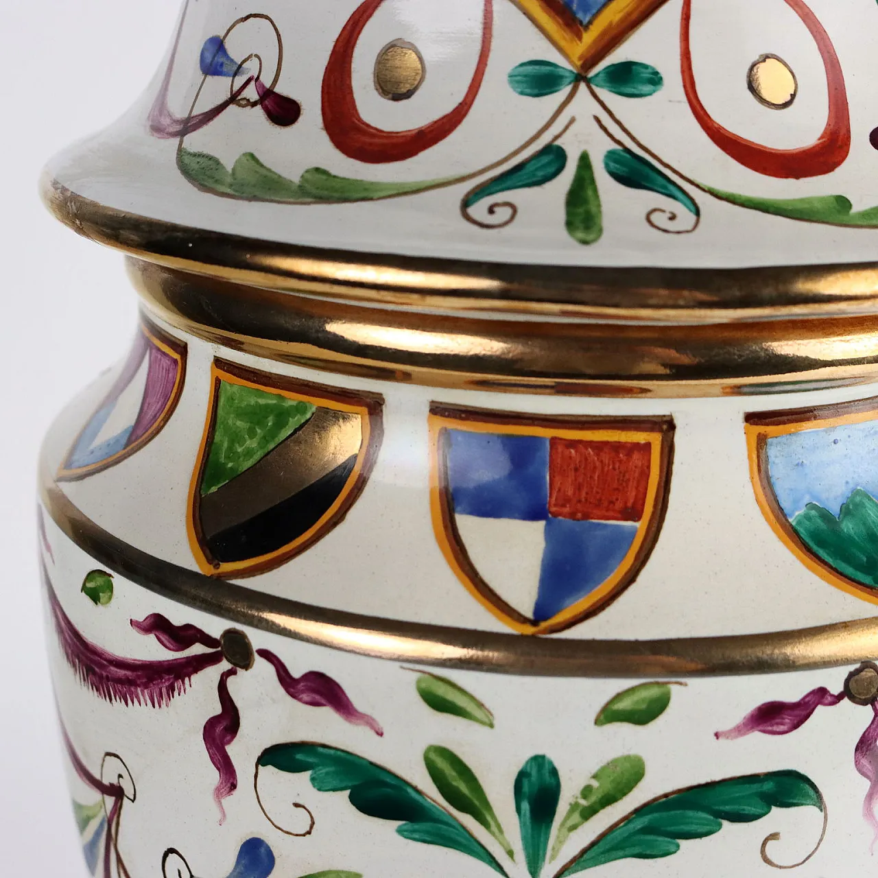 Potiche in ceramica decorata a grottesche di Batignani, anni '50 7