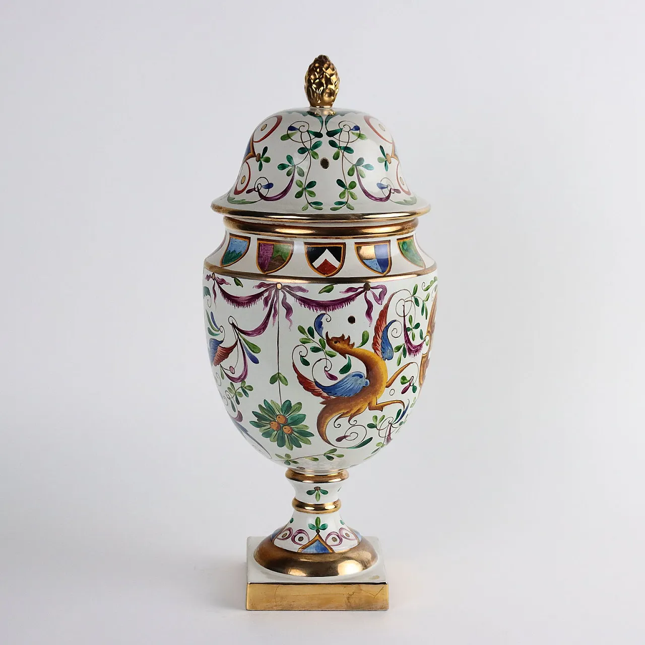 Potiche in ceramica decorata a grottesche di Batignani, anni '50 9