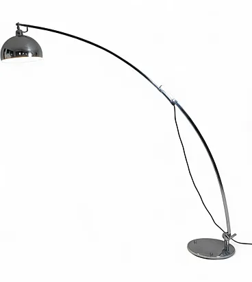 Steel chromed adjustable arc floor lamp Italian design 70s