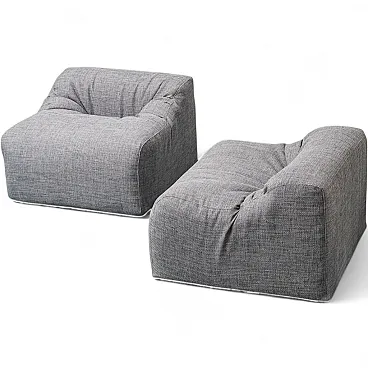 Pair of gray fabric armchairs, 1970s