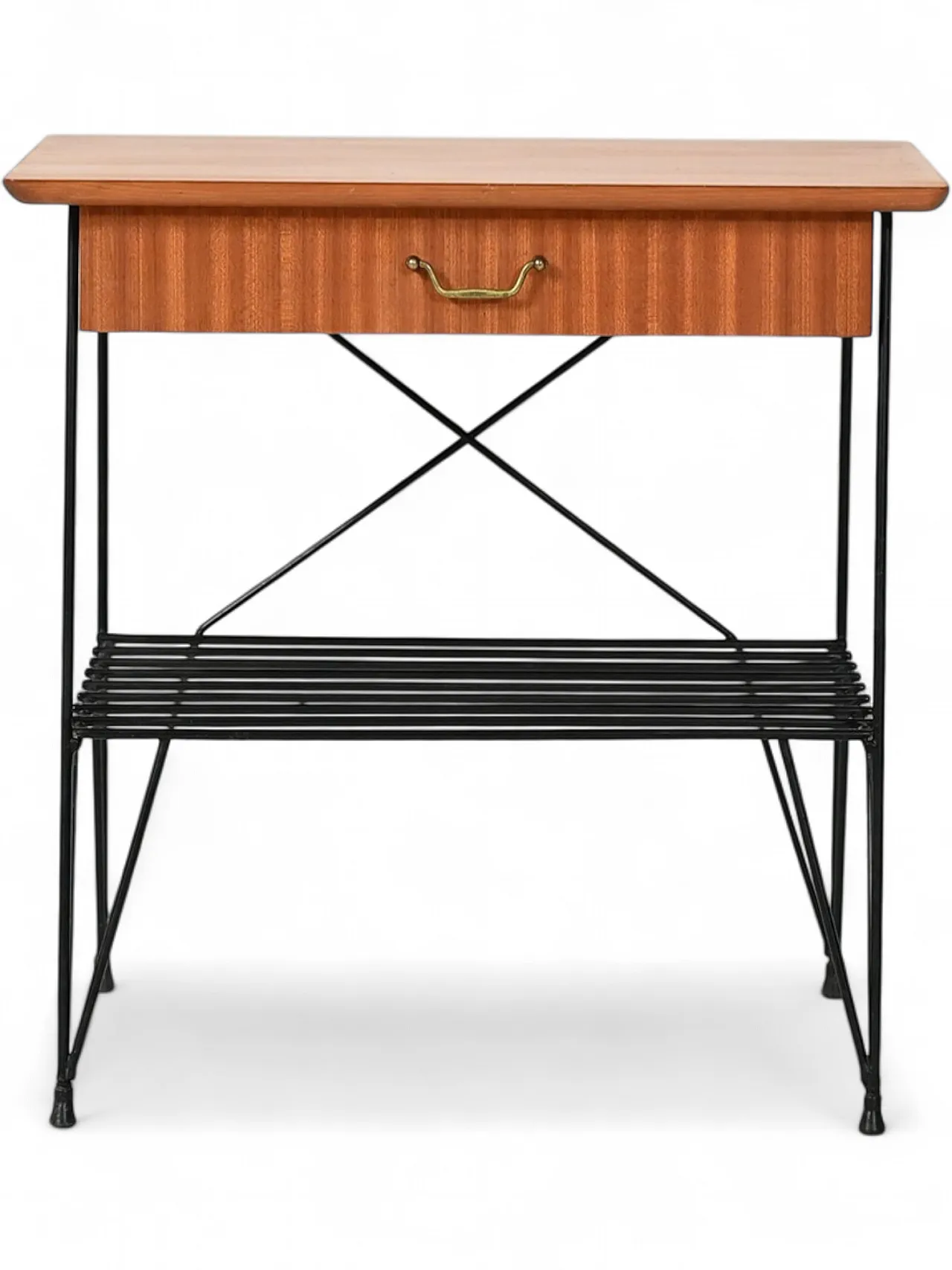 Scandinavian bedside table in mahogany and iron from IKEA, “Rolf” model 10