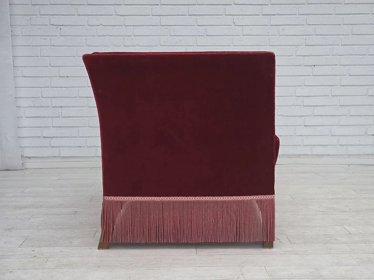 Danish 2-seater sofa, cherry-red velour, 1970s 7