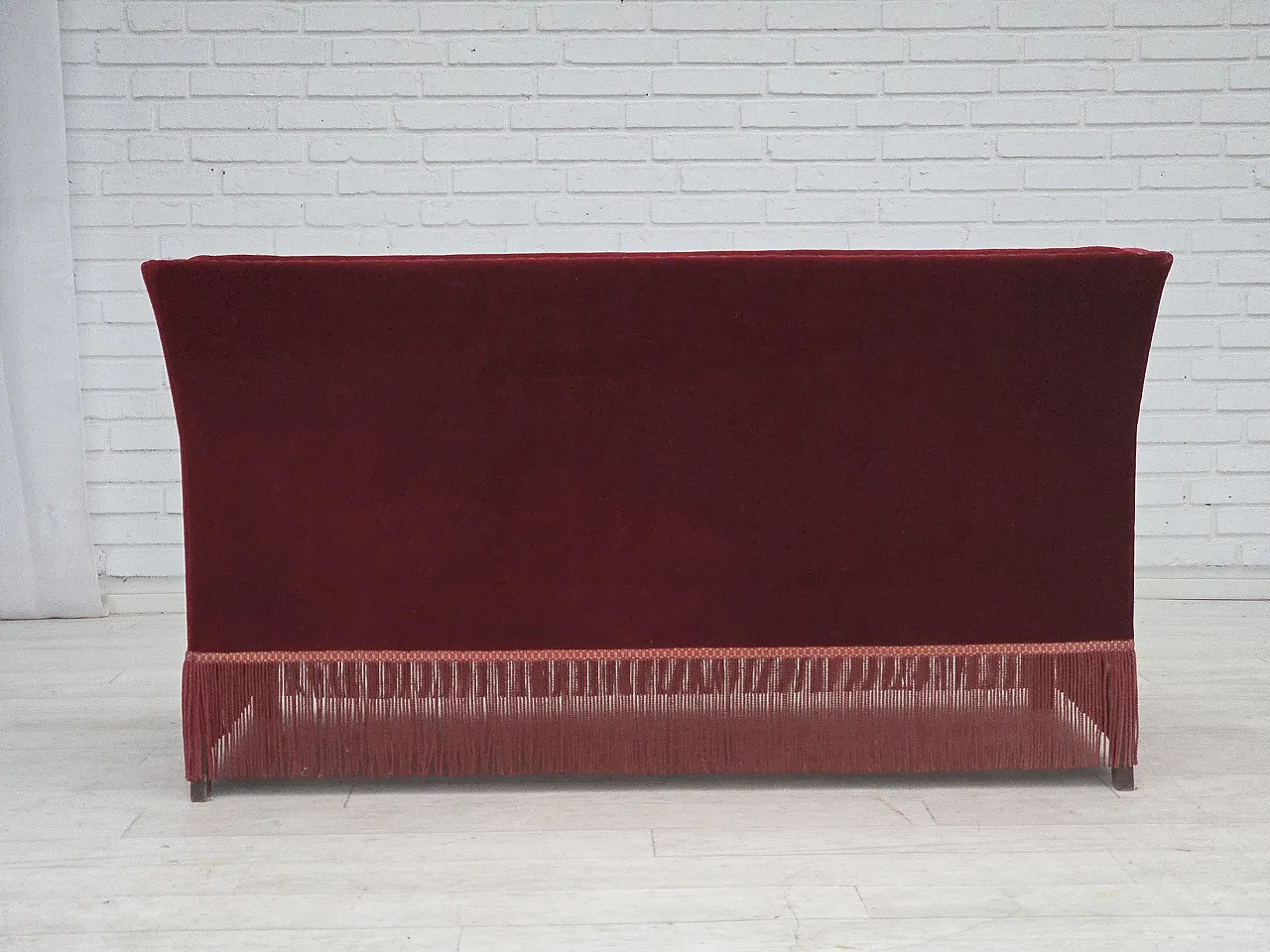 Danish 2-seater sofa, cherry-red velour, 1970s 10