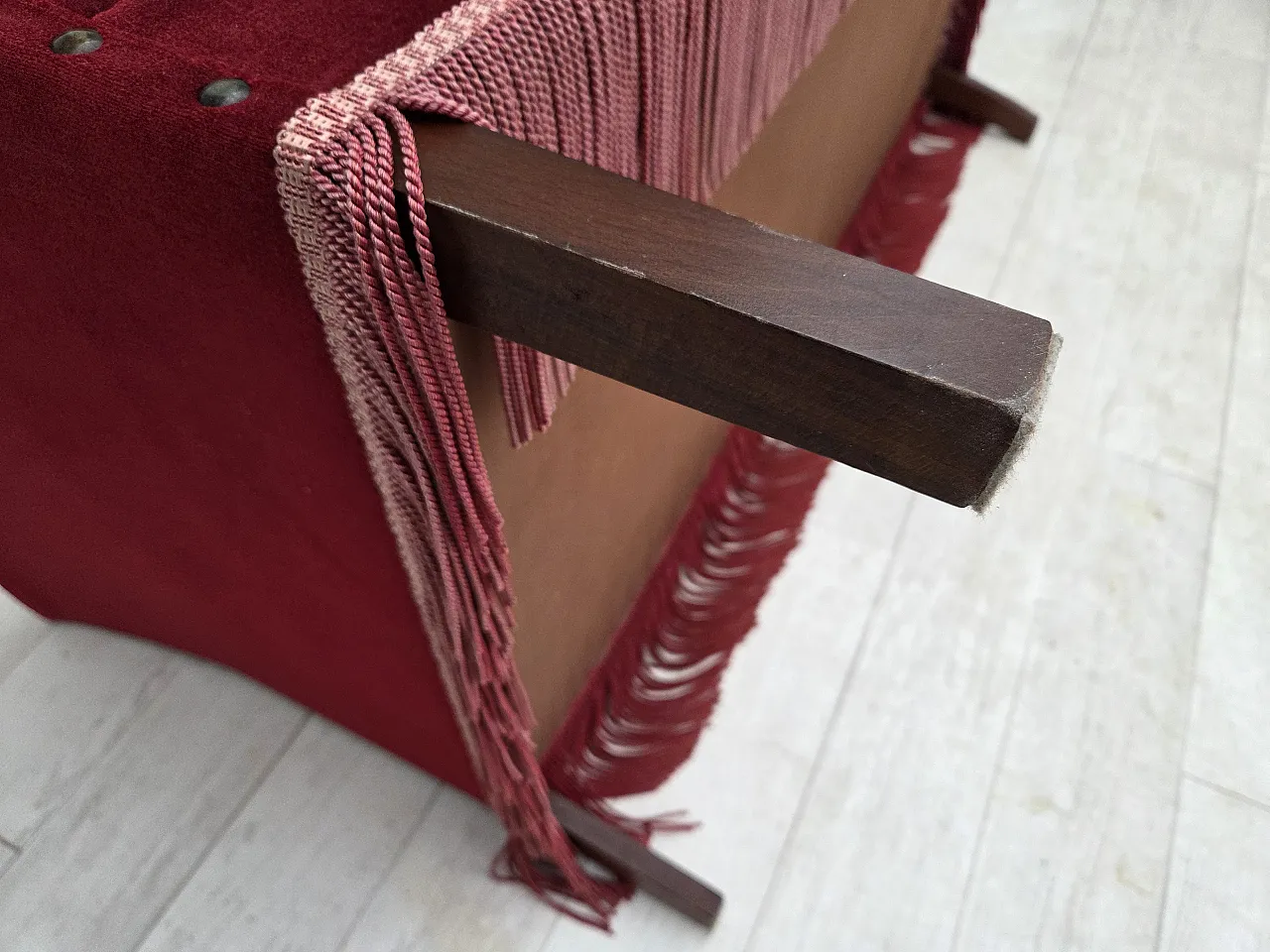 Danish 2-seater sofa, cherry-red velour, 1970s 16