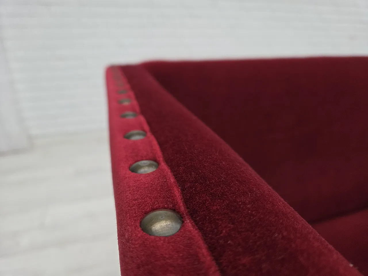 Danish 2-seater sofa, cherry-red velour, 1970s 17