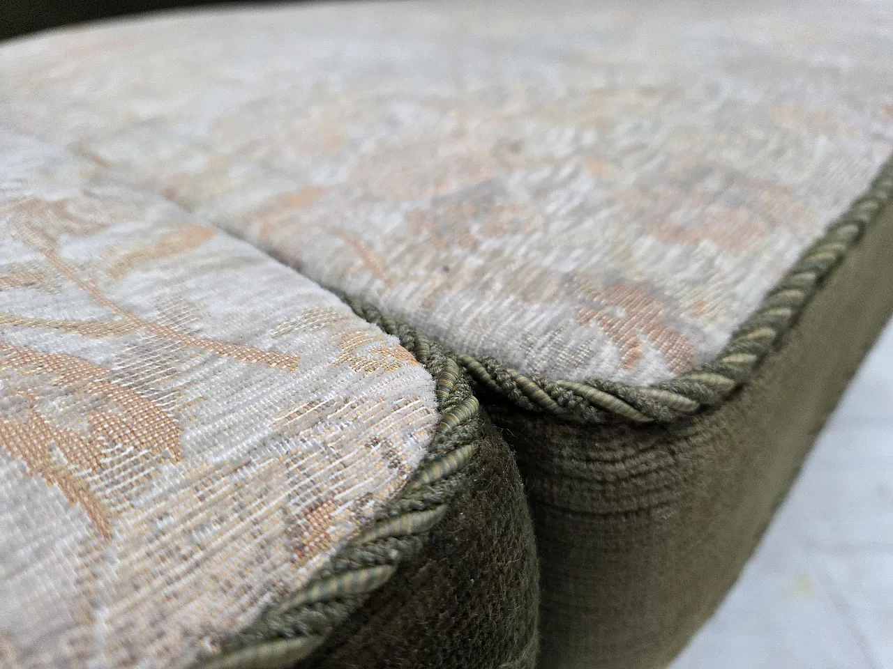 Danish 2-seater sofa, green velour, oak wood, 1970s 6