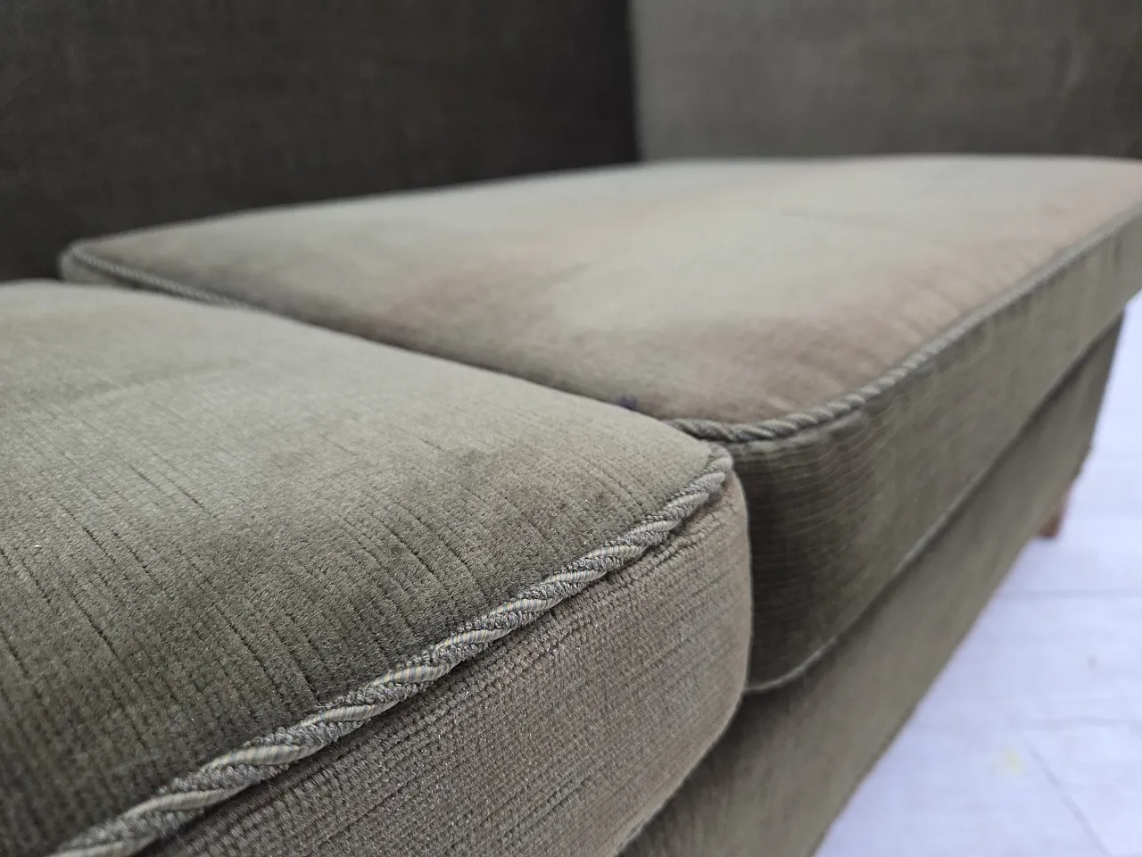 Danish 2-seater sofa, green velour, oak wood, 1970s 7