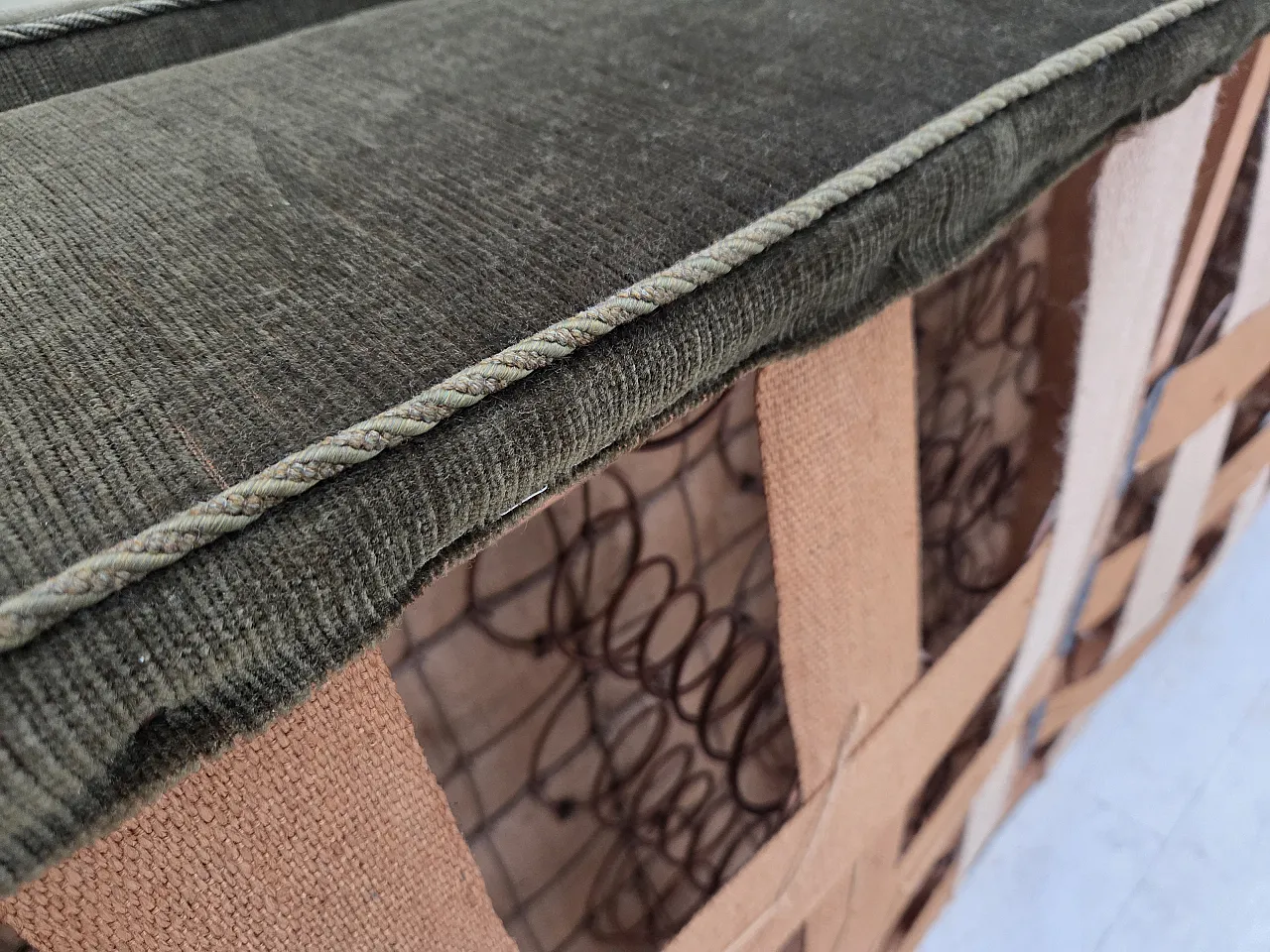 Danish 2-seater sofa, green velour, oak wood, 1970s 18