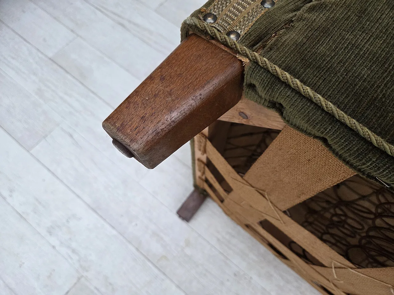 Danish 2-seater sofa, green velour, oak wood, 1970s 19