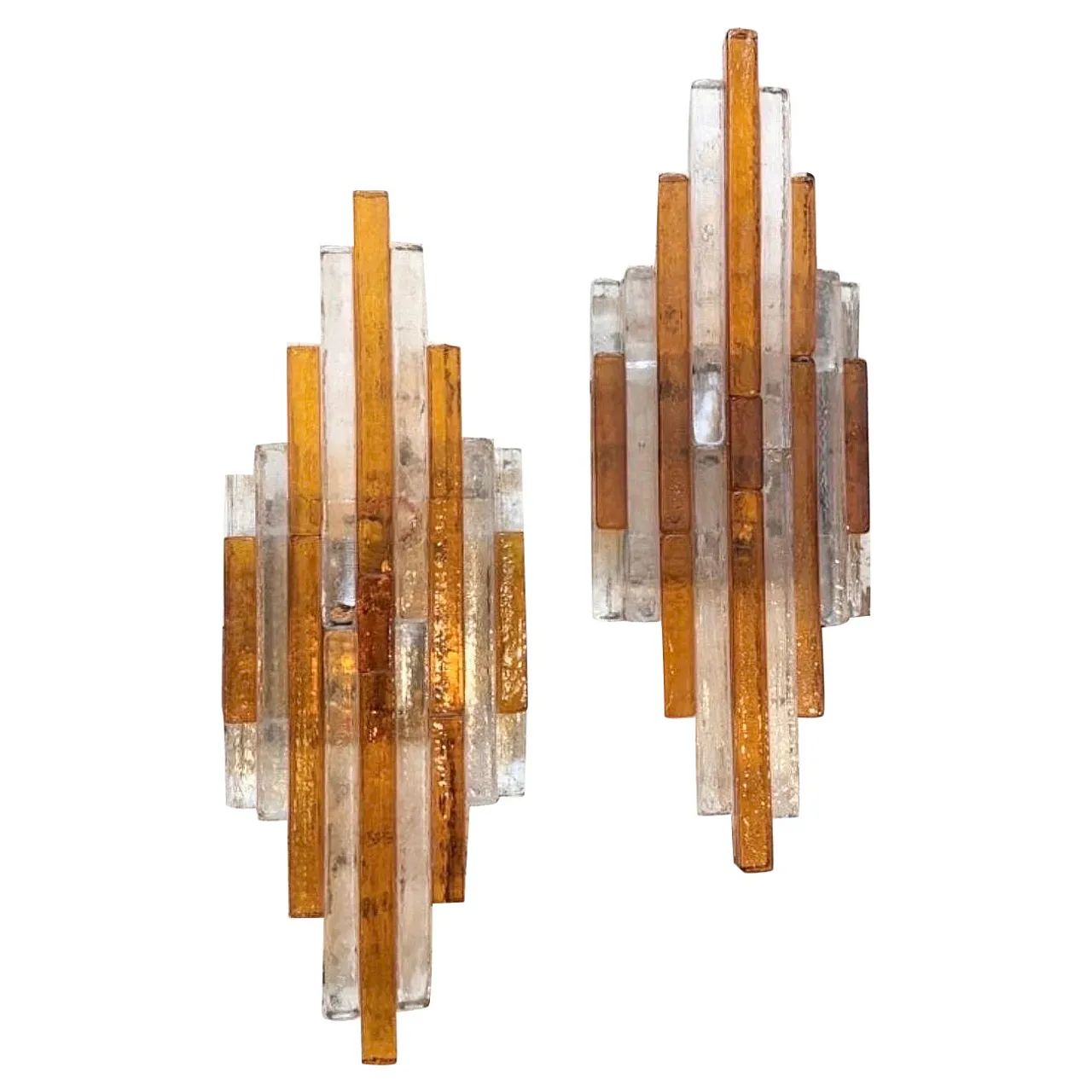 Pair of Brutalist glass appliques by Poliarte, 1970s 1