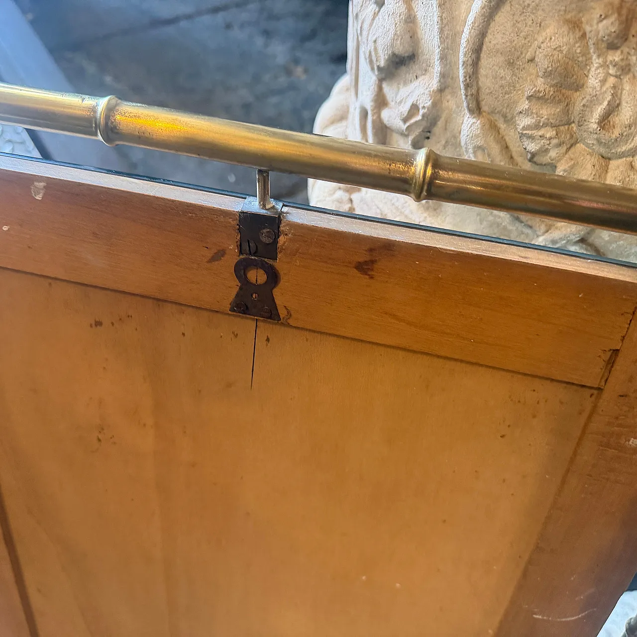 Specchio da parete a forma di bambù in ottone, anni '60 4