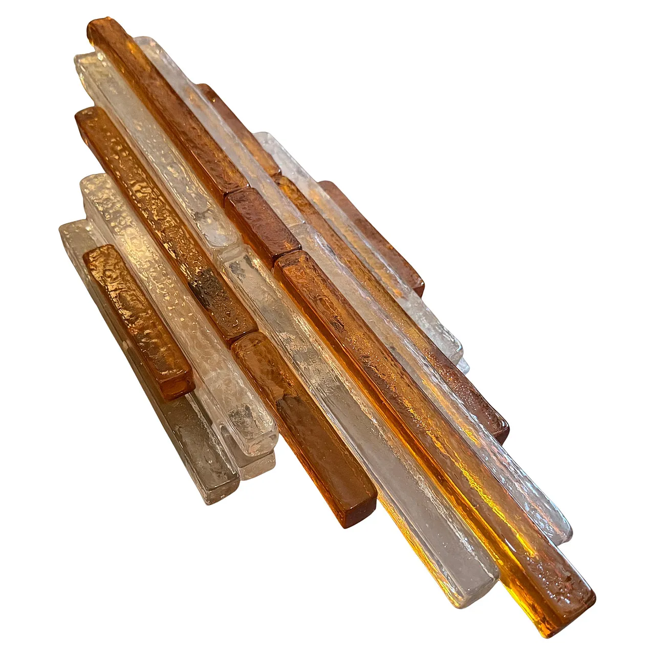 Pair of Brutalist glass appliques by Poliarte, 1970s 5