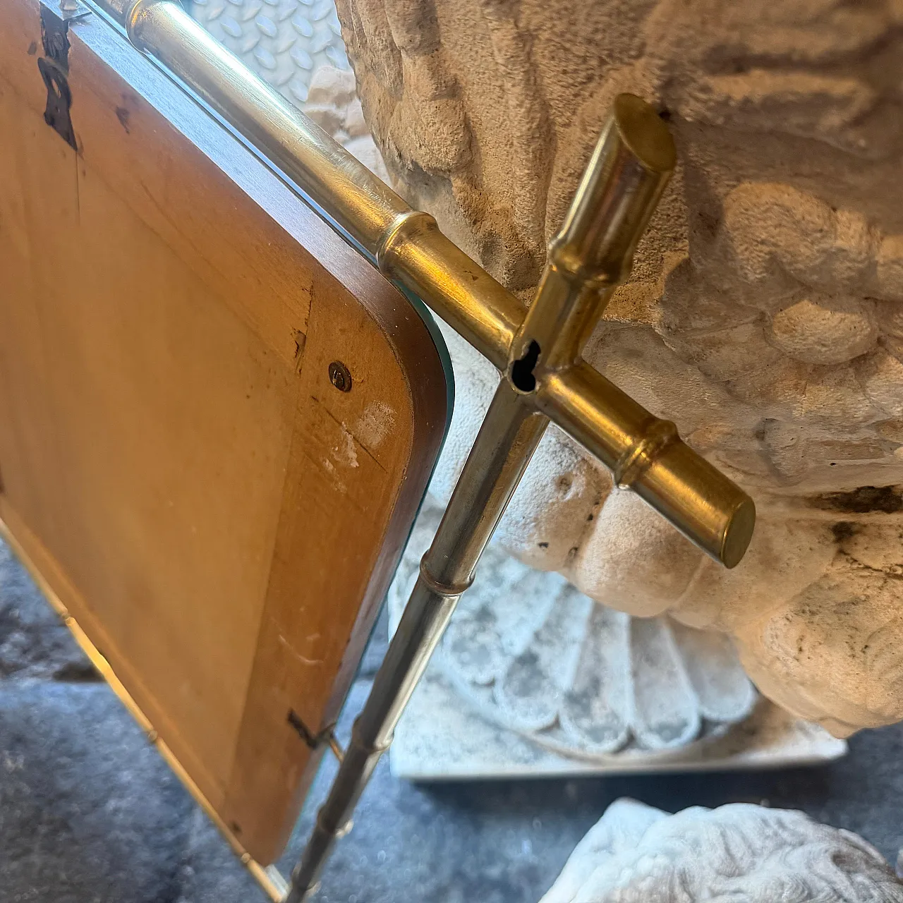 Specchio da parete a forma di bambù in ottone, anni '60 8