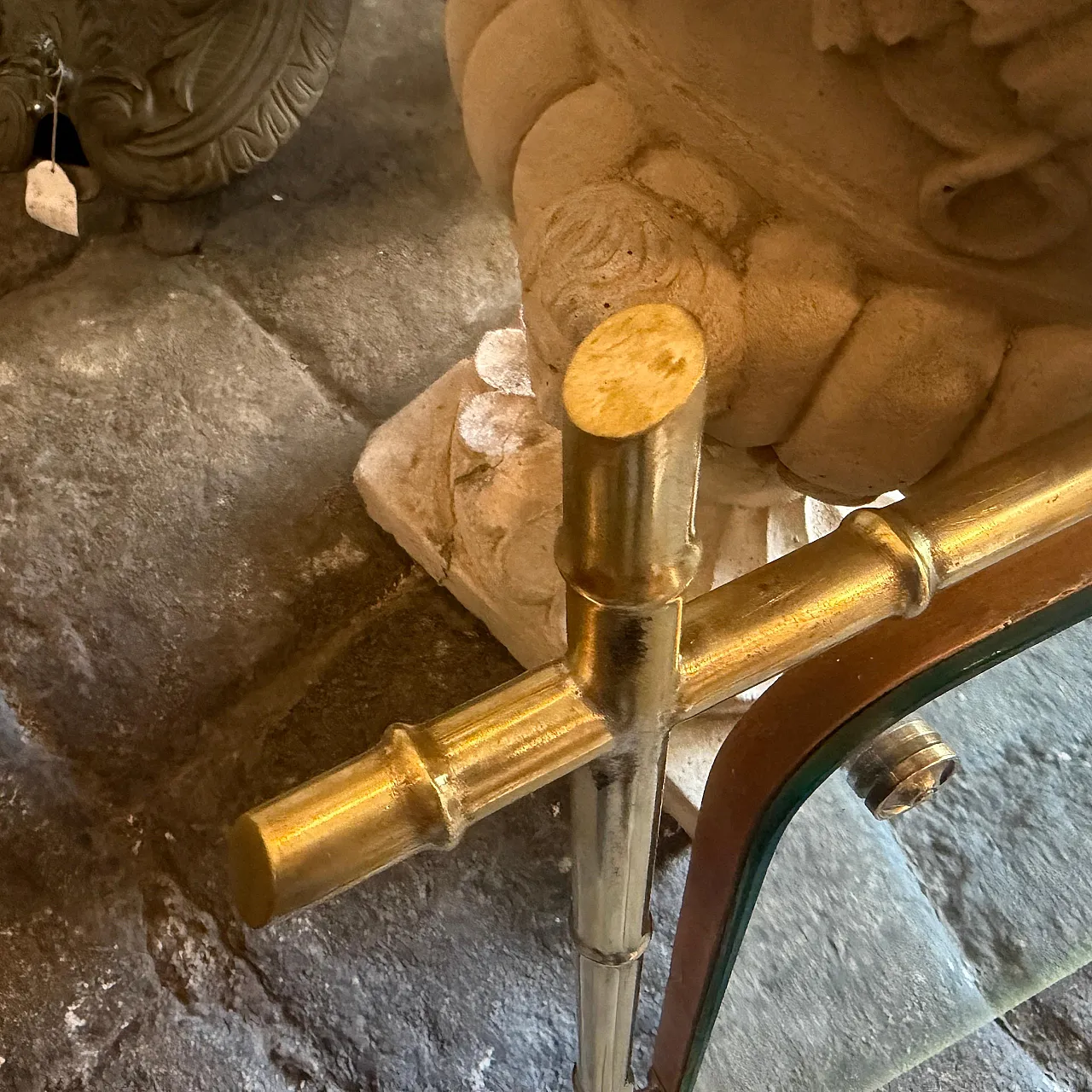 Specchio da parete a forma di bambù in ottone, anni '60 9