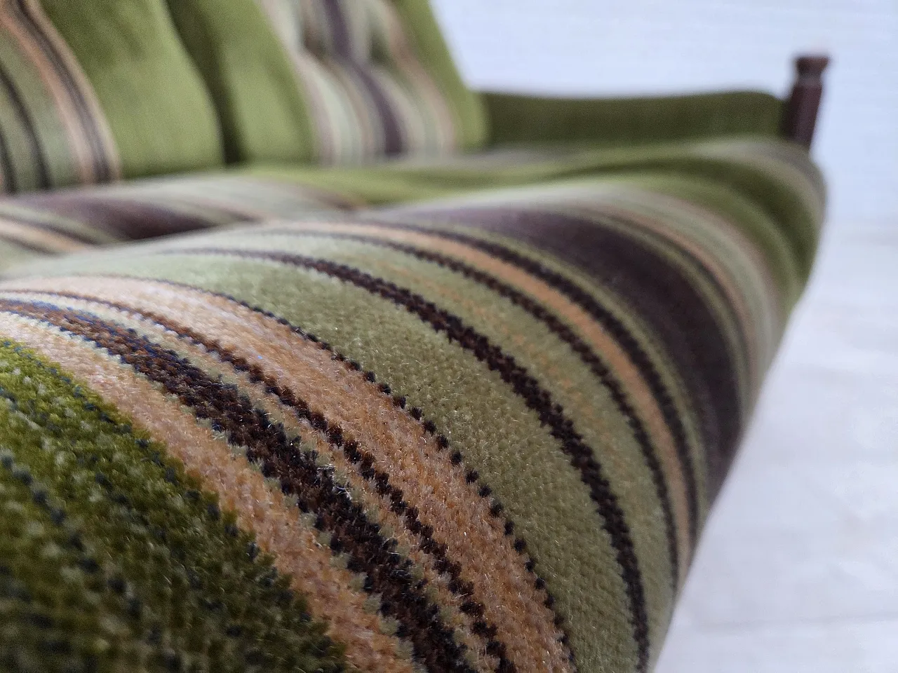 Scandinavian 2-seater sofa, green velour, beech wood, 1970s 8