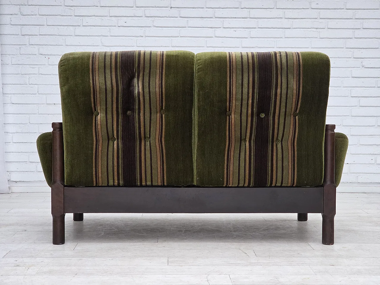 Scandinavian 2-seater sofa, green velour, beech wood, 1970s 13