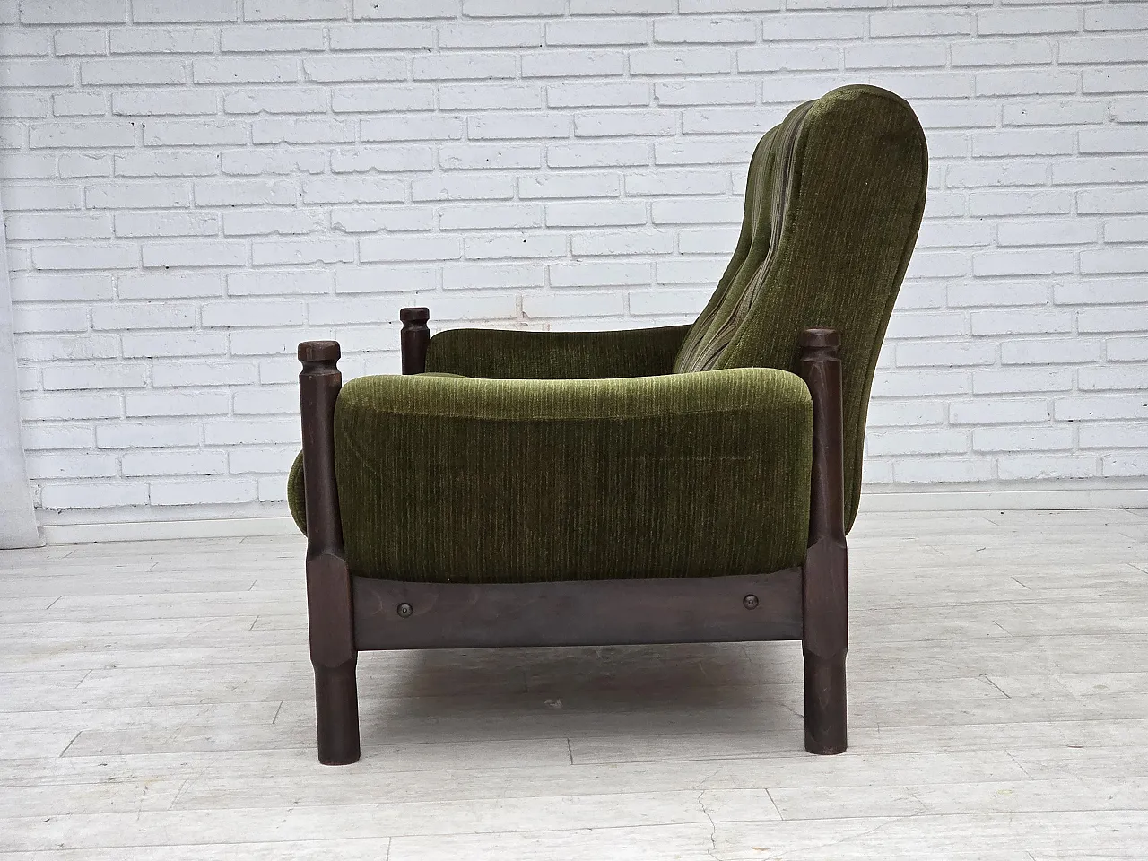 Scandinavian 2-seater sofa, green velour, beech wood, 1970s 17