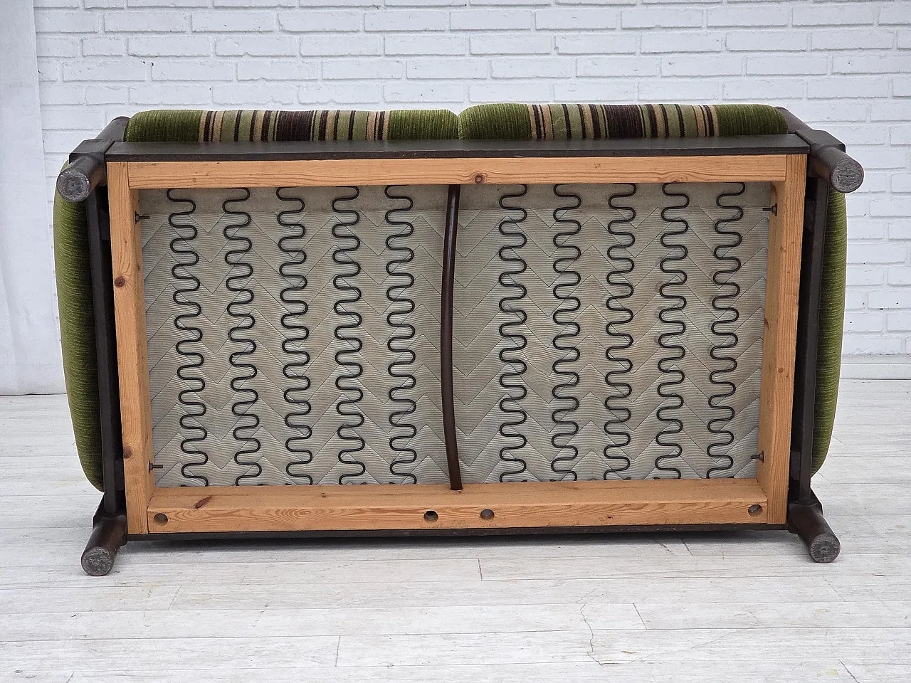 Scandinavian 2-seater sofa, green velour, beech wood, 1970s 19