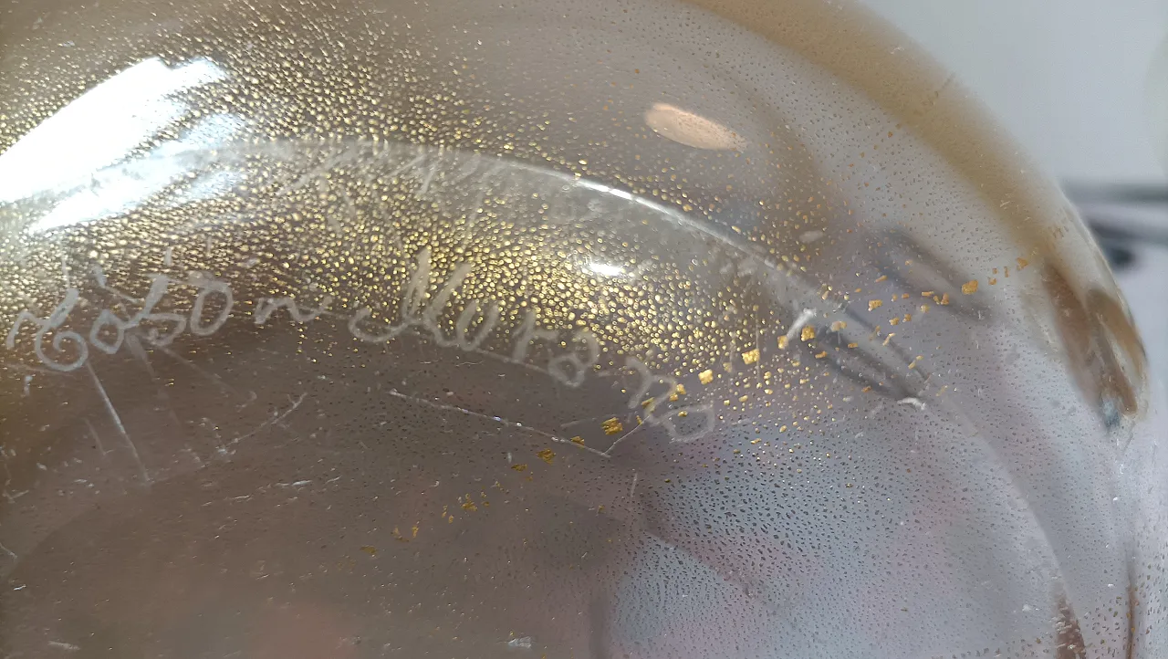 Vase by Fratelli Toso signed Murano blown glass with gilding, 80s 5