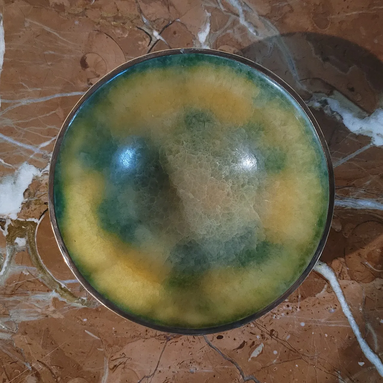 Polychrome jadeite and brass bowl, China, 20th century 6