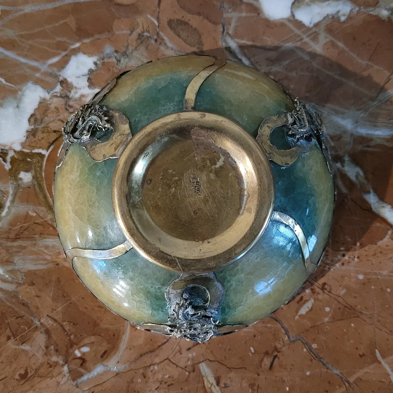 Polychrome jadeite and brass bowl, China, 20th century 7