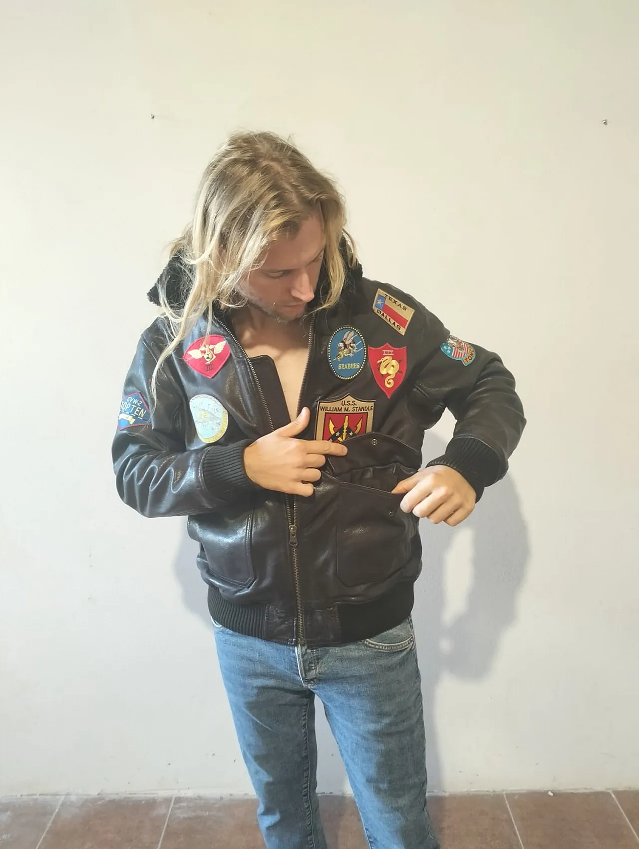 Flying Jacket G-1 TOP GUN no flag giacca pelle Avirex, 2000 12