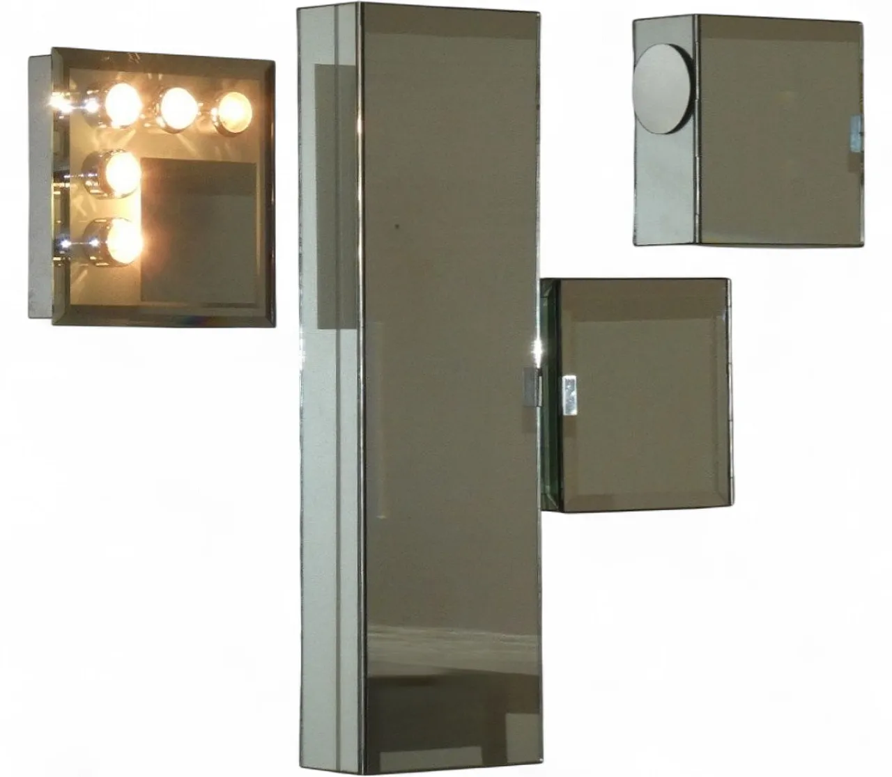 Armadi a specchio con applique abbinate, anni '70 28