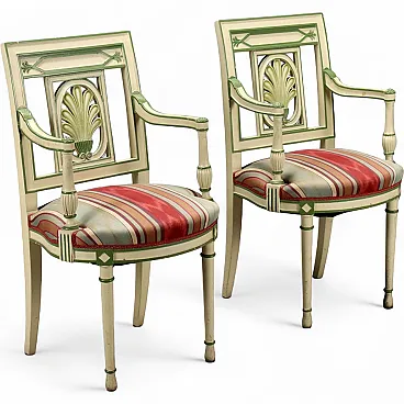 Coppia di poltrone neoclassiche laccate, '900