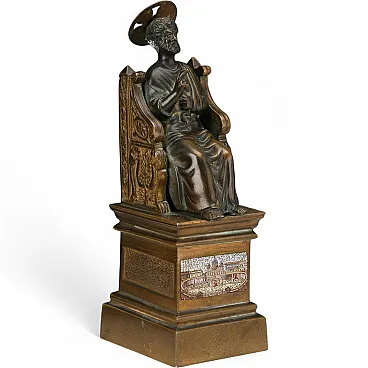 Scultura in bronzo raffigurante San Pietro in Trono, '800