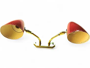 Adjustable double light wall lamp in brass by Stilnovo, 1960s