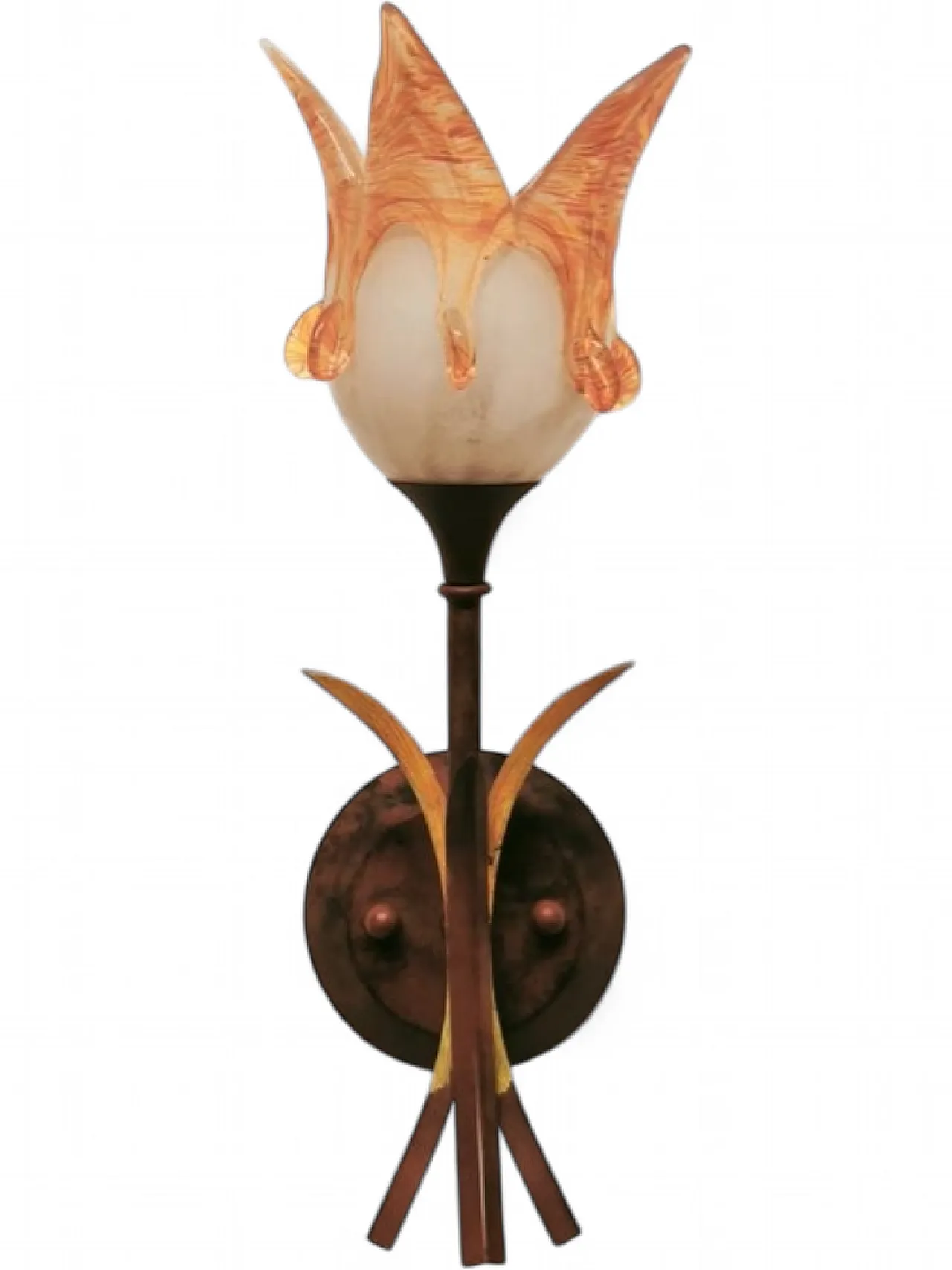Iron wall lamp with Murano glass shade, 1980s 16