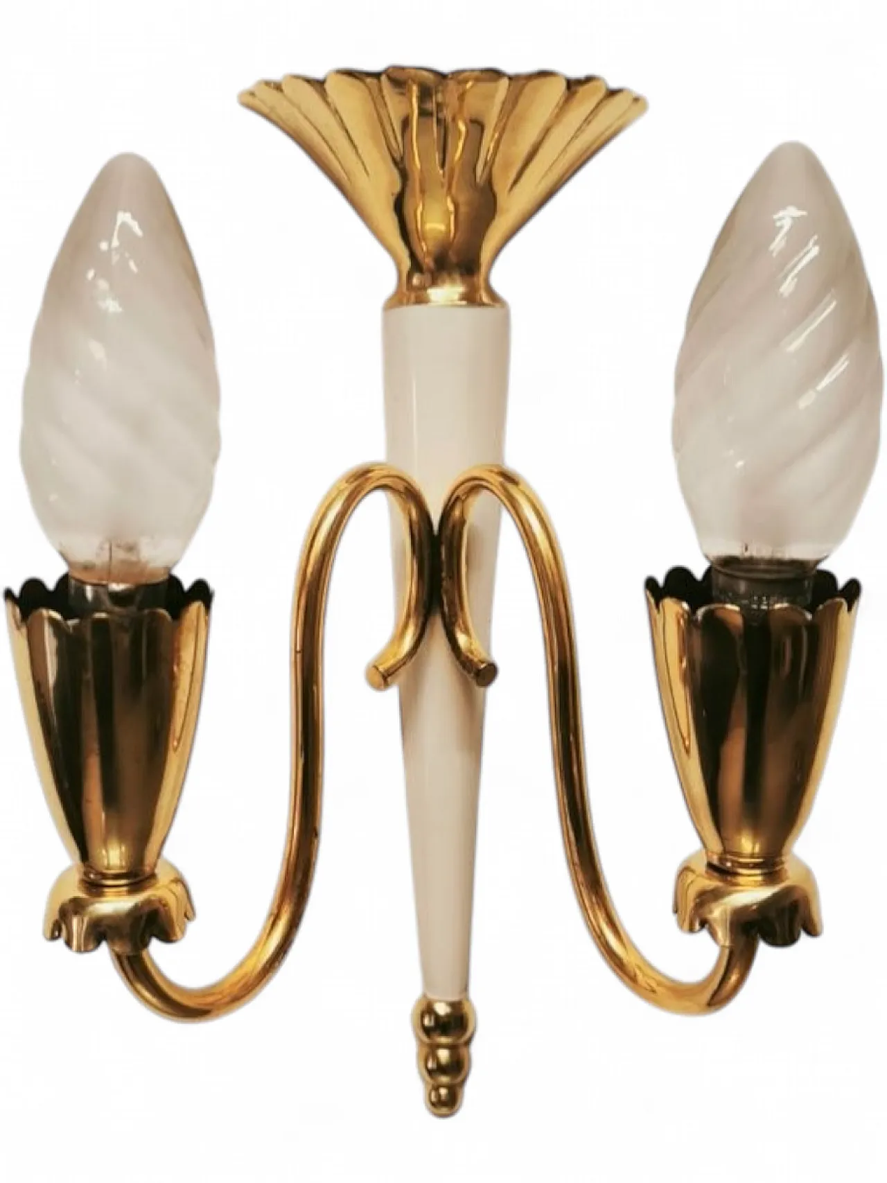 Brass double-light wall lamp, 1950s 18