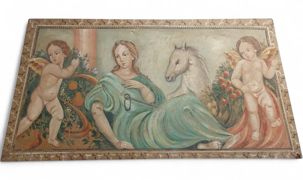 Allegoria con putto e figura femminile, pannello su tela, 19th century 14