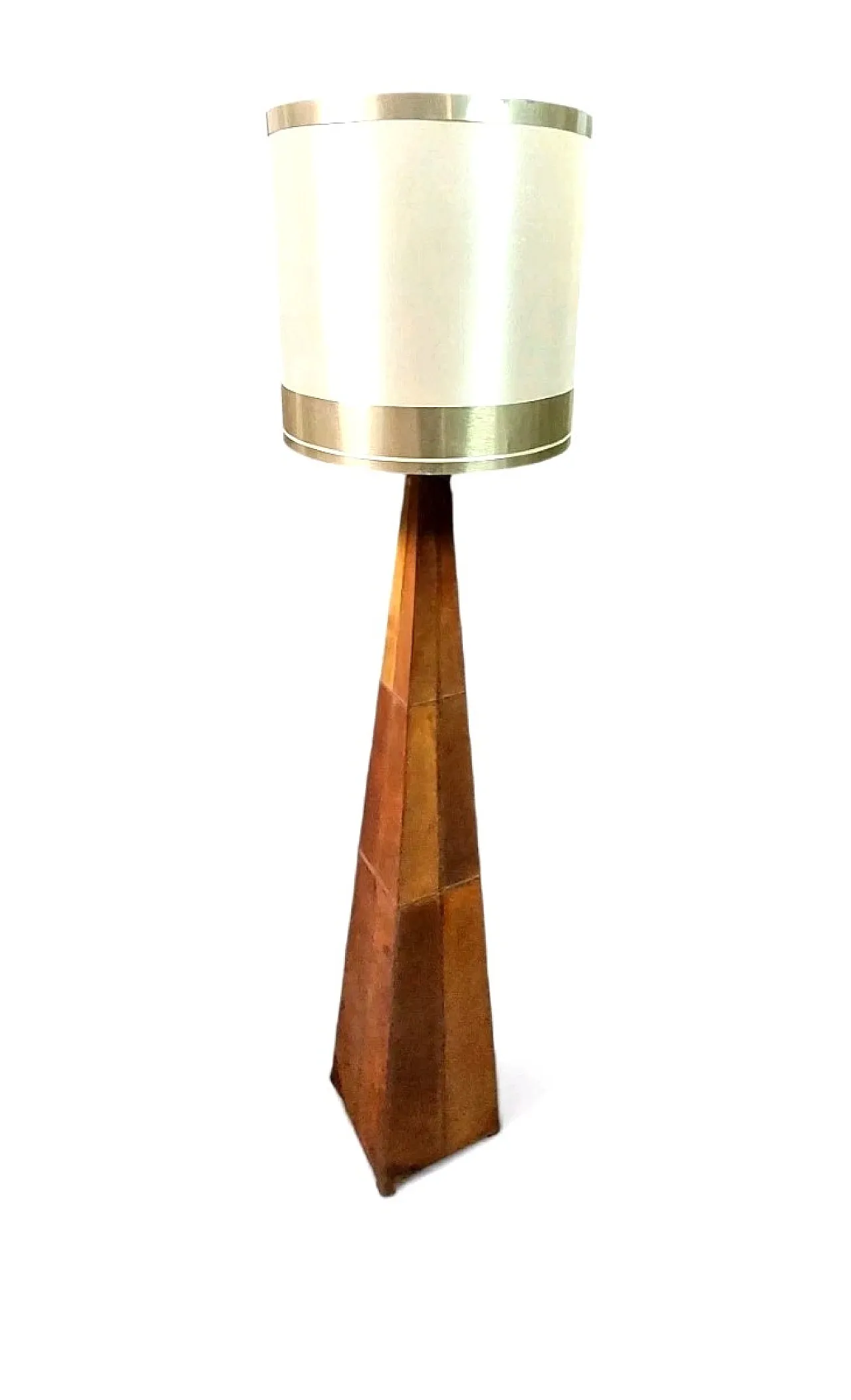 Lampada da tavolo in pelle a forma di obelisco, anni '70 1