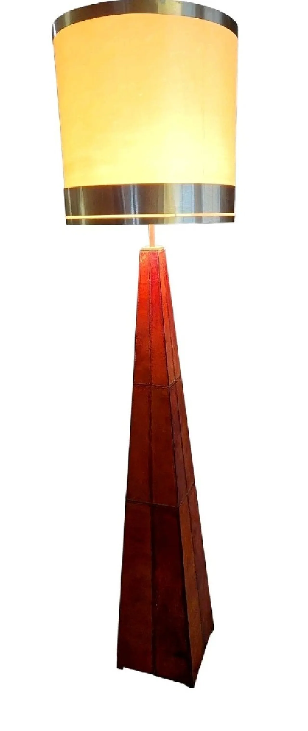 Lampada da tavolo in pelle a forma di obelisco, anni '70 2