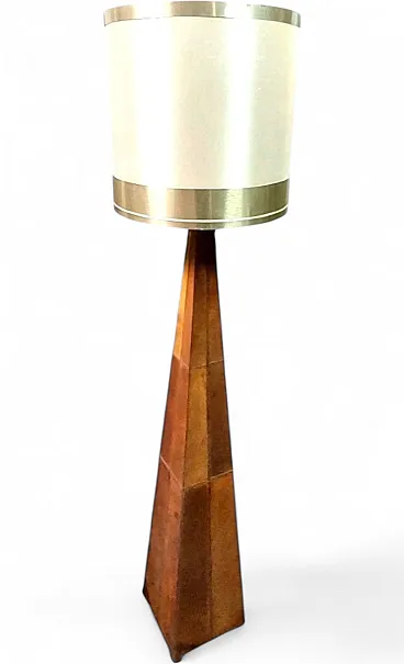 Obelisk-shaped leather table lamp, 1970s