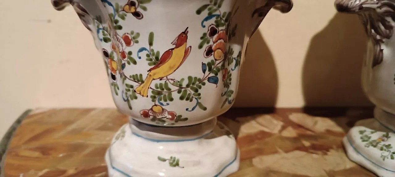 Pair of decorated terracotta vases, 18th century 8