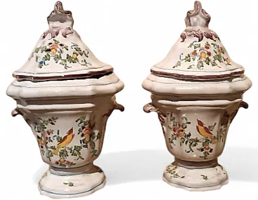 Pair of decorated terracotta vases, 18th century