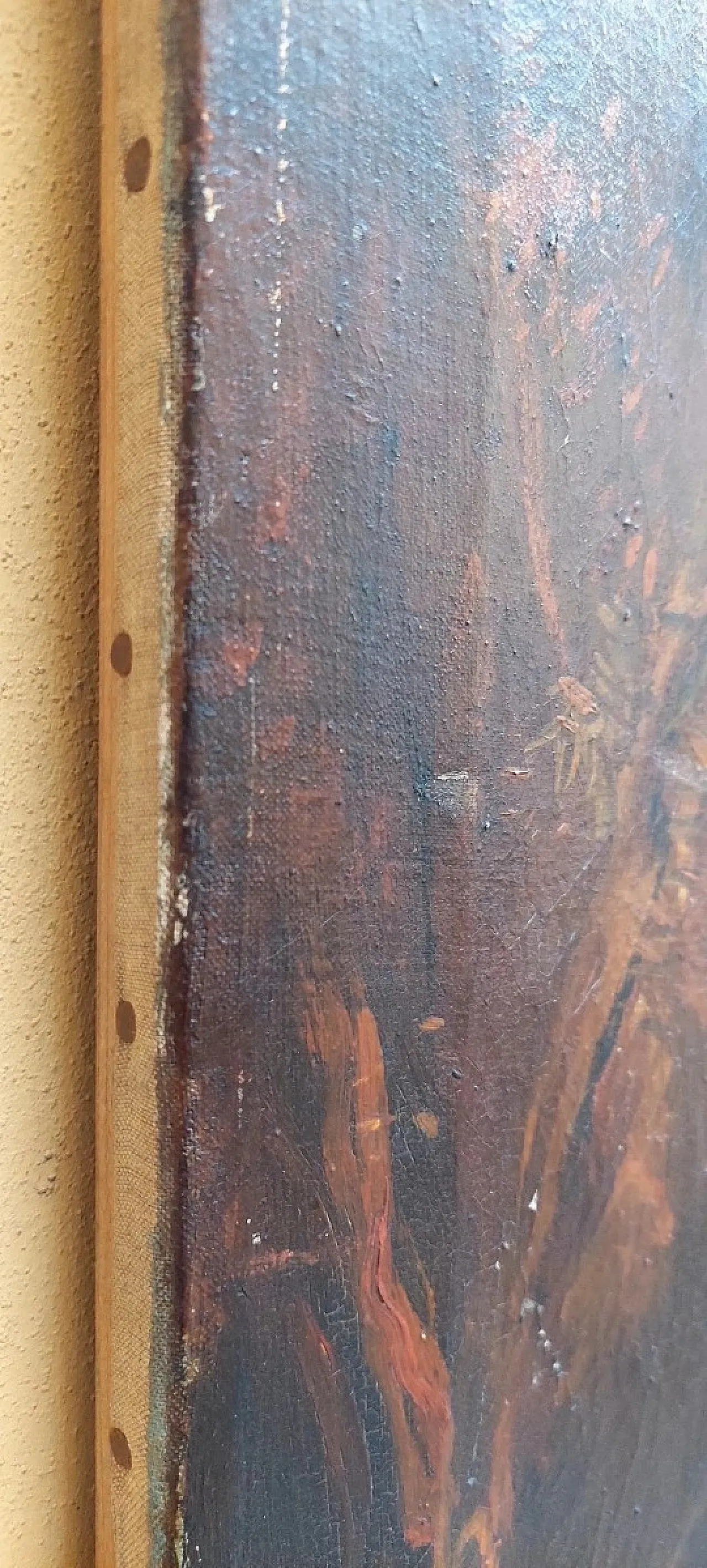 Landscape with ruins and figures, oil on canvas, 19th century 2