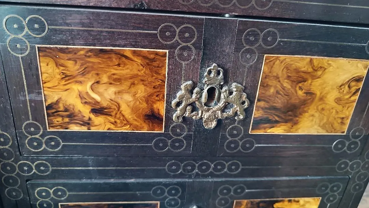 Rosewood and walnut burl cabinet with bronze inlays, 20th century 9